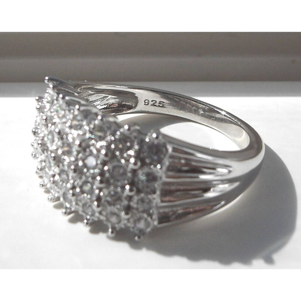 4 Row Pave Ring Cubic Zirconia 925 Sterling Silver Women's - Picture 11 of 14